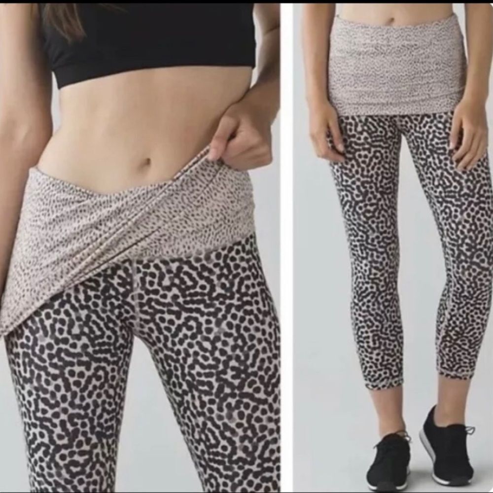 Lululemon Wunder Under SE Dance Skirt Leggings Animal Print Size 2